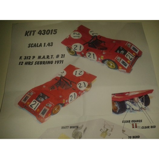 Kit Ferrari 312 P 12 Hrs Sebring 1971 # 21 NART Racing Team - Resin Kit 1:43